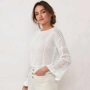 LC lauren conrad top XL white crochet